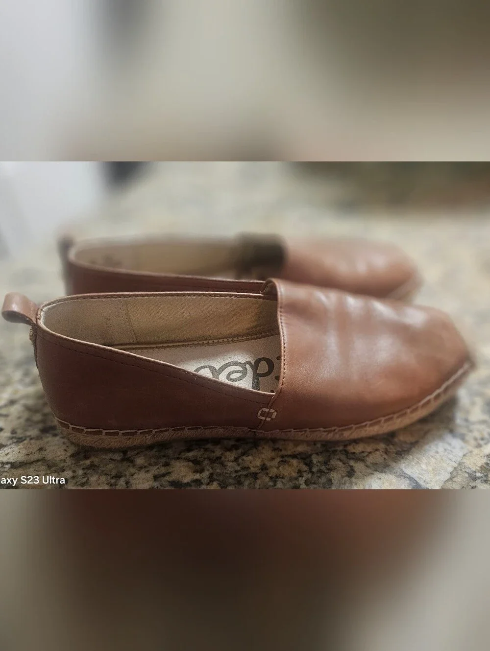 Sam Edelman Cognac Leather Espadrille Slip-Ons Size 8